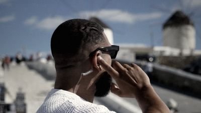 Advanced VIP Services officer on comms in Mykonos
